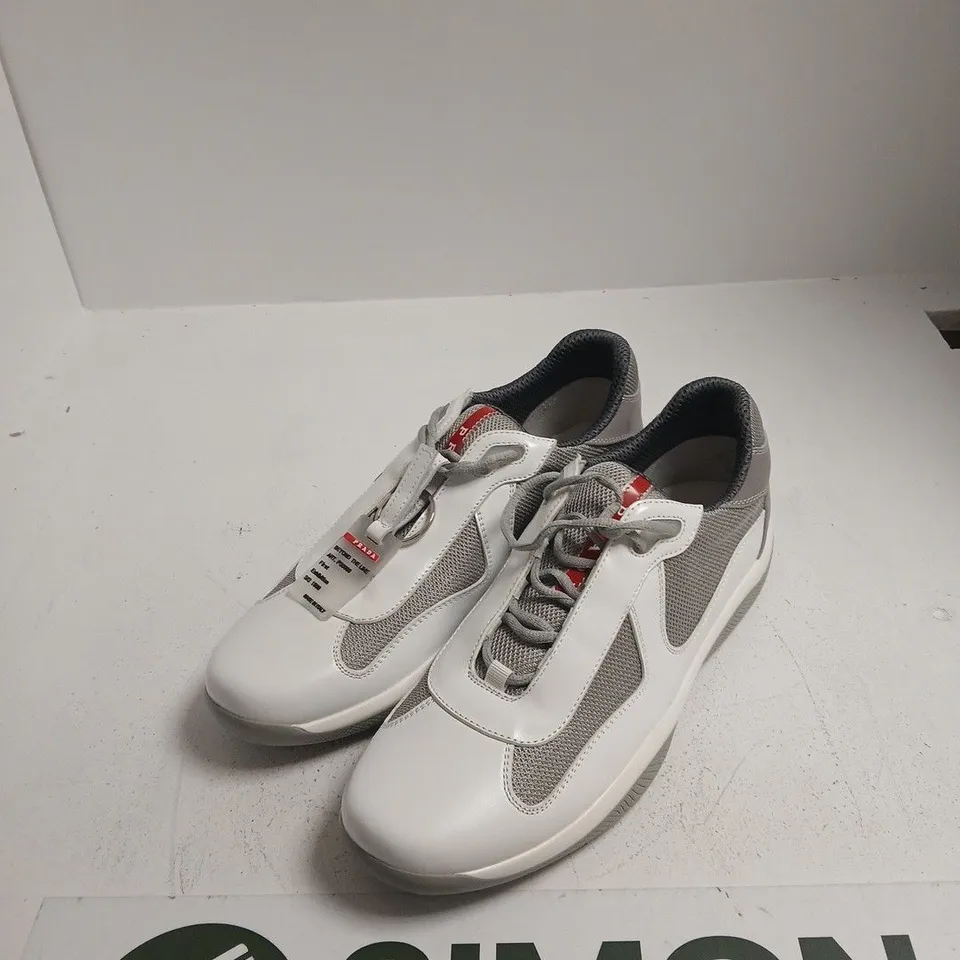 PRADA TRAINERS – WHITE/GRAY MESH – SIZE 12