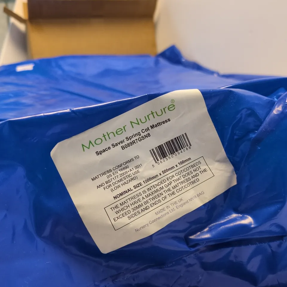 MOTHER NATURE SPACE SAVER SPRING COT MATTRESS – BLUE BAGGED