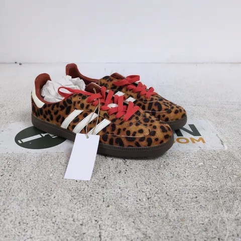 ADIDAS LEOPARD PRINT TRAINERS – RED LACES UK 7 UNBOXED