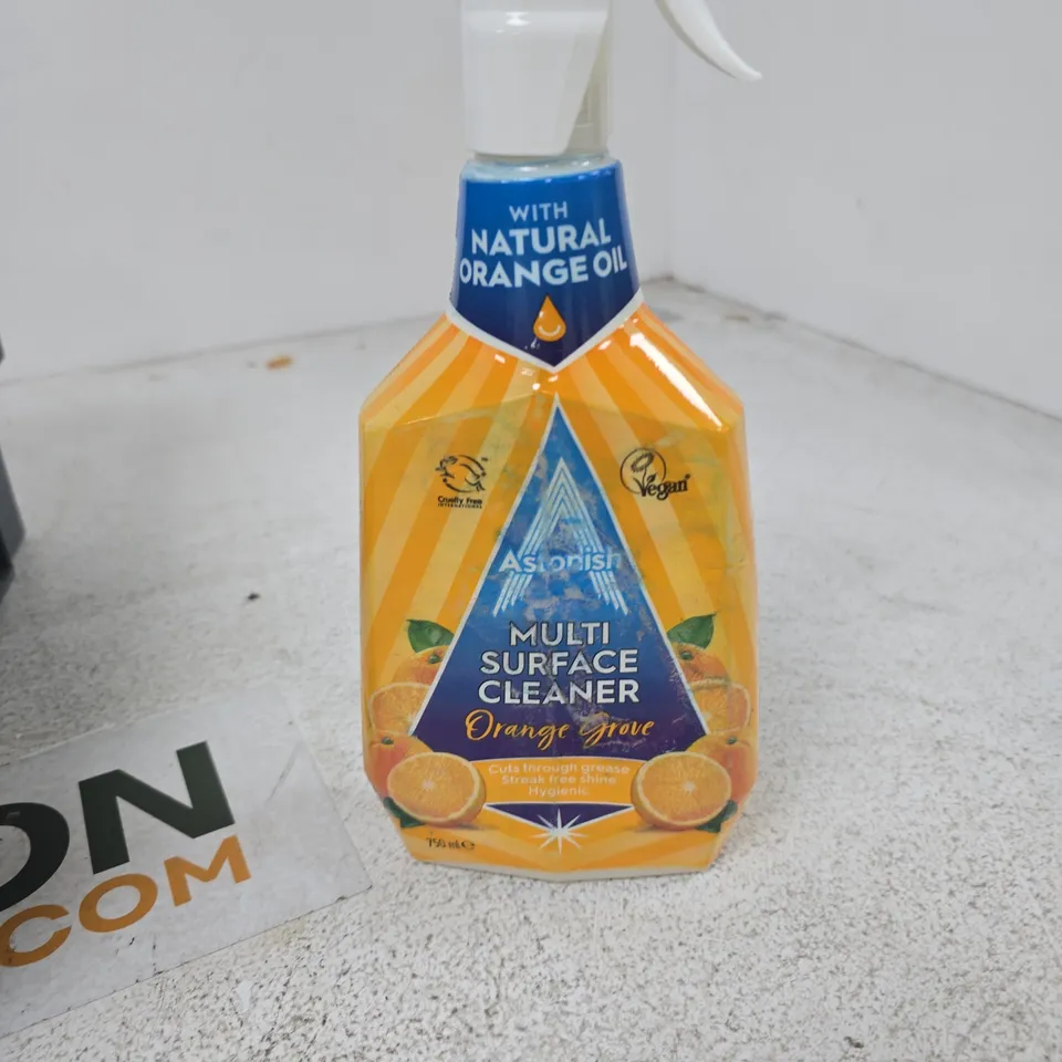 TOTE OF APPROXIMATELY 12 ASSORTED LIQUIDS TO INCLUDE: ASTONISH MULTI SURFACE CLEANER