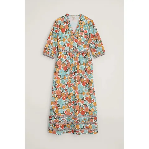 SEASALT CORNWALL BLUE HILLS BORDER DRESS - SIZE 10
