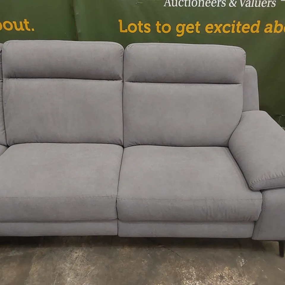 QUALITY DESIGNER ITALIAN MADE MARCELLO GREY FABRIC UPHOLSTERED 1-SEAT RECLINING CORNER SOFA