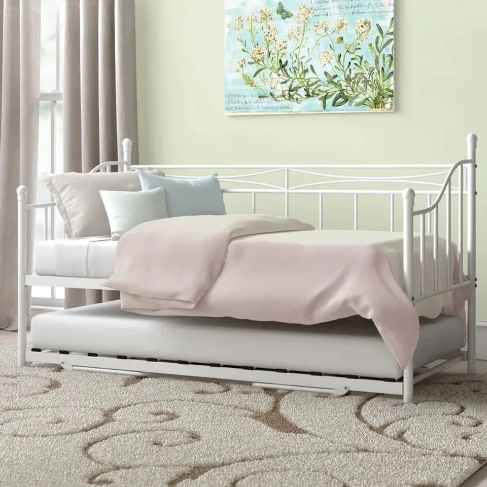 BOXED ZIGGY DAYBED WITH TRUNDLE WHITE // SIZE: SINGLE (2 BOXES)