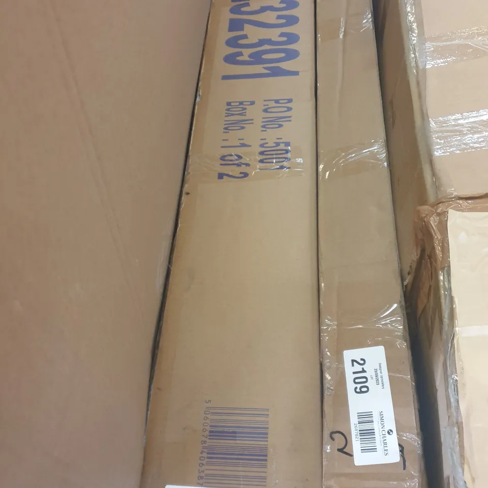 BOXED DOUBLE SIZE FAUX LEATHER BED (2 BOXES)