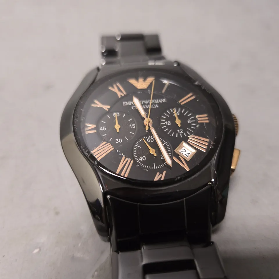 EMPORIO ARMANI ROSE GOLD BLACK WATCH 