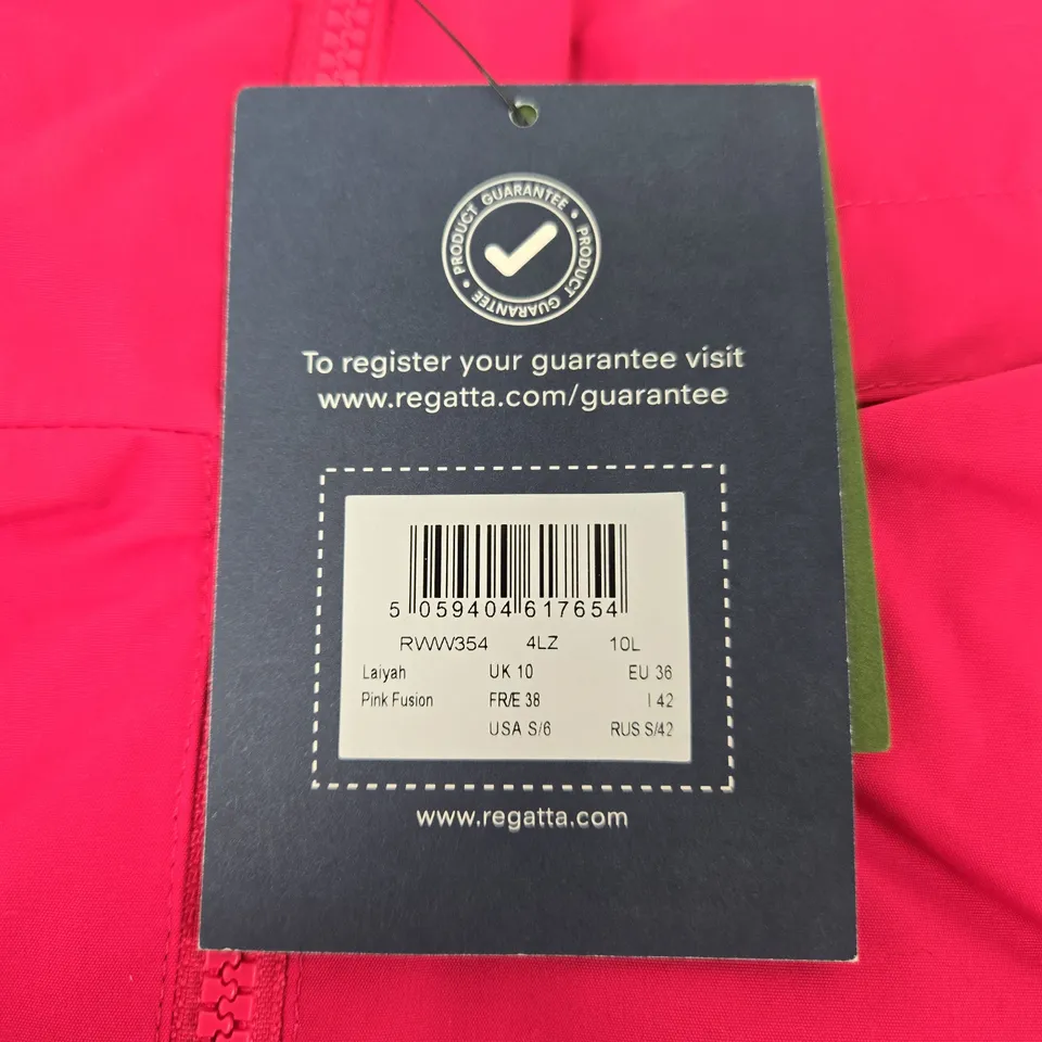 REGATTA WOMEN'S PINK WATERPROOF JACKET – UK 10 (EU 36)