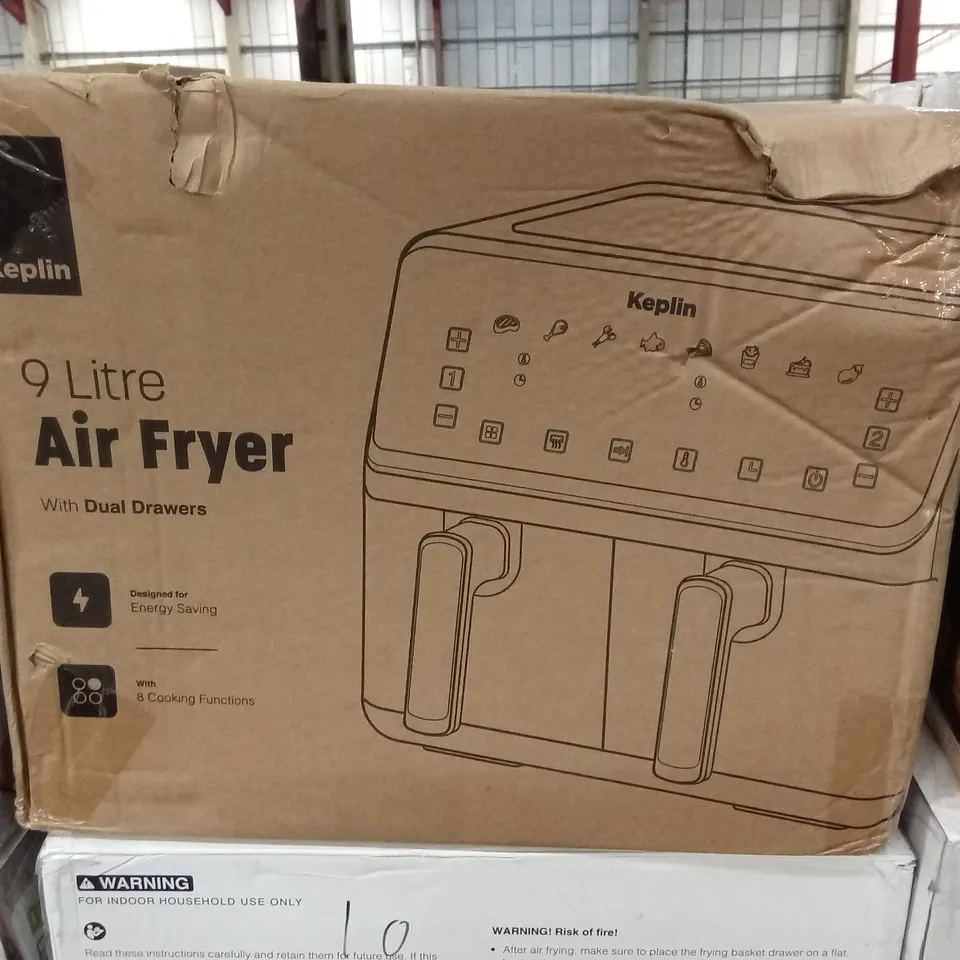 BOXED KEPLIN 9 LITRE DUAL DRAWER AIR FRYER 
