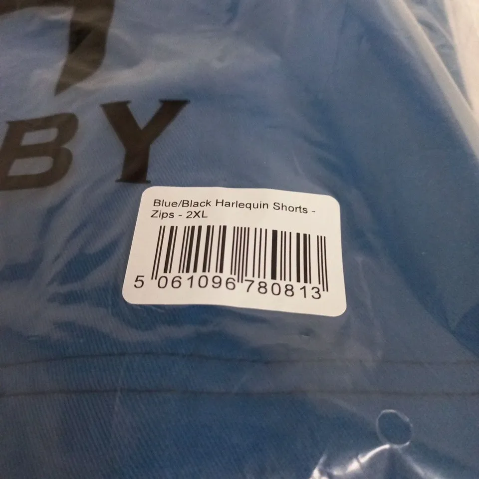 HEXBY BLUE BLACK HARLEQUIN SHORTS 2XL