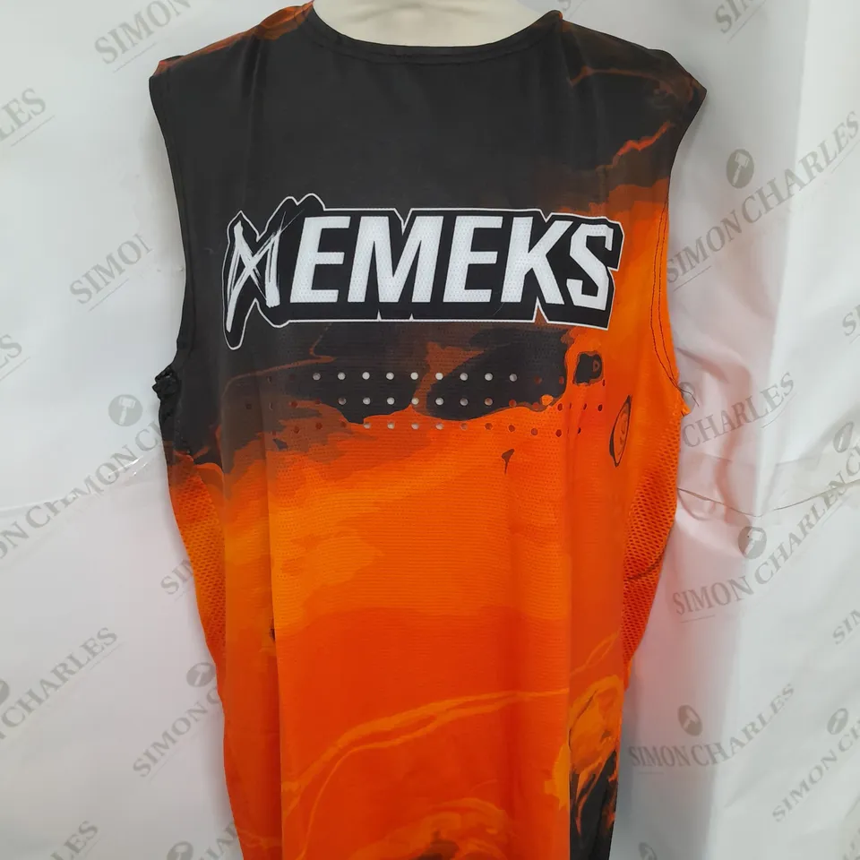 EMEKS MOTOCROSS RACEWEAR SLEEVELESS JERSEY IN ORANGE AND BLACK SIZE M