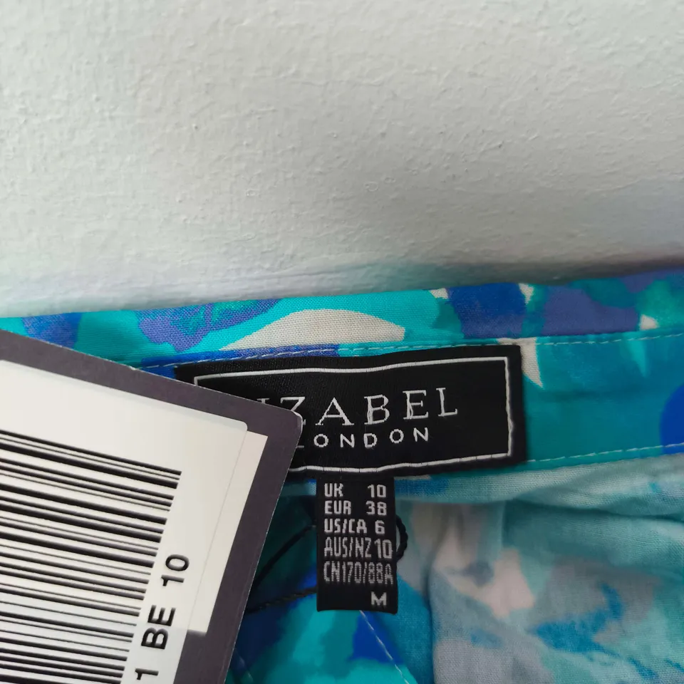 IZABEL LONDON WOMEN'S FLORAL DRESS – UK 10 (EU 38), TURQUOISE/BLUE