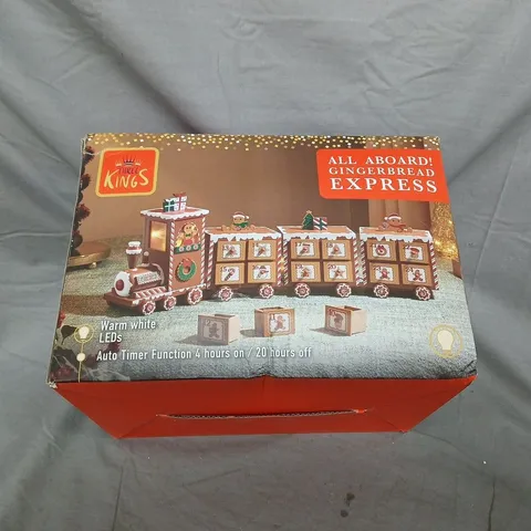 BOXED THREE KINGS GINGERBREAD TRAIN LIGHT UP ADVENT CALENDAR