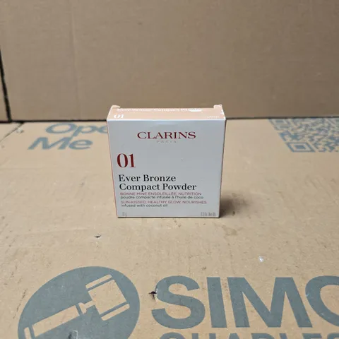 CLARINS PARIS 01 EVER BRONZE COMPACT POWDER 10G BOXED 