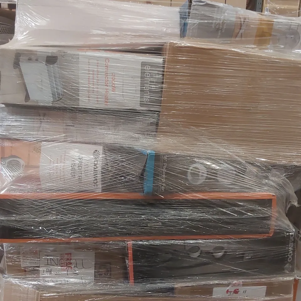 PALLET CONTAINING A VERY LARGE QUANTITY OF ASSORTED ELECTRIC ITEMS INCLUDING: DAEWOO 2000W FAN HEATER, CONVECTOR HEATER, OSCILLATING FAN ECT