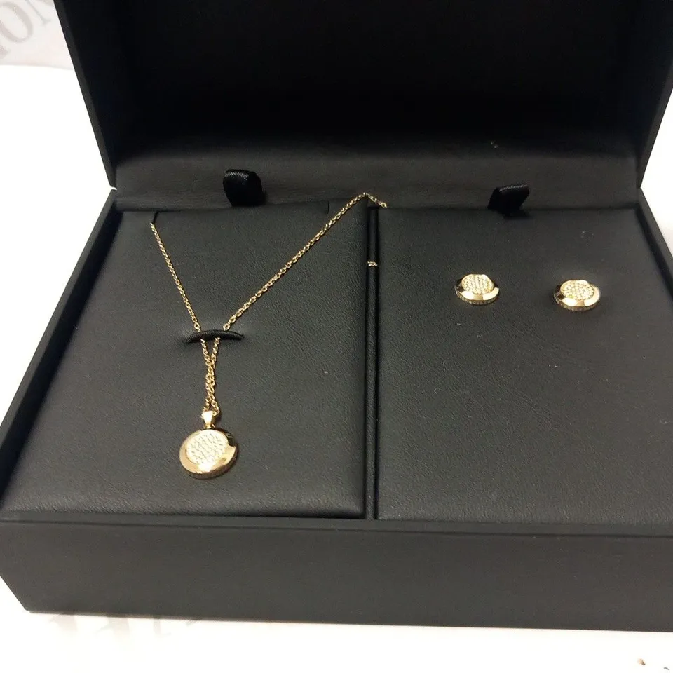 BOXED HUGO BOSS MEDALLION NECKLACE AND EARRING SET