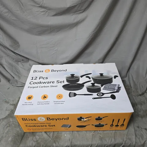BLISS AND BEYOND 12 PIECES COOKWARE SET BOXED