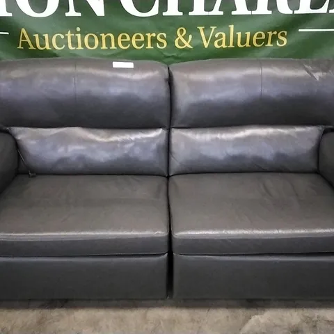 QUALITY ITALIAN DESIGNER GRADO POWER RECLINER LARGE SOFA IN CHARCOAL GREY LEATHER