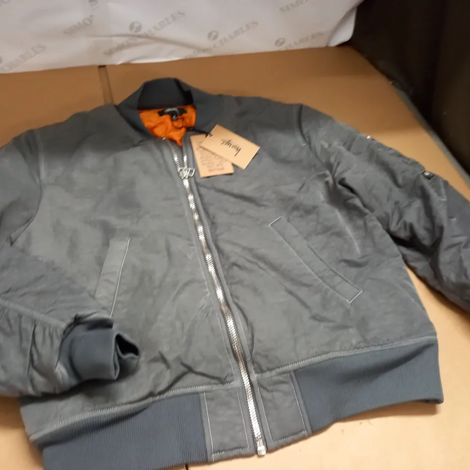 STUSSY GREY BOMBER JACKET - M