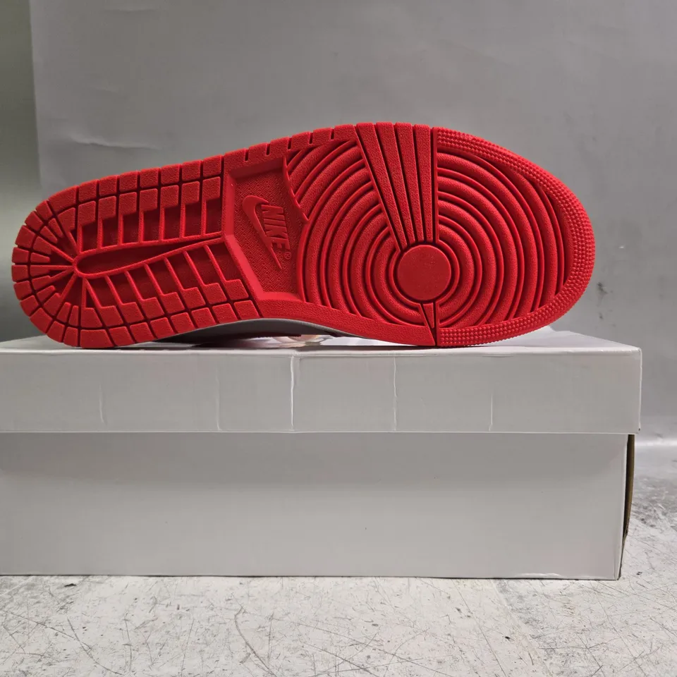 BOXED PAIR OF NIKE WOMEN'S AIR JORDAN 1 MID SHOES IN RED/WHITE SIZE UK 9.5