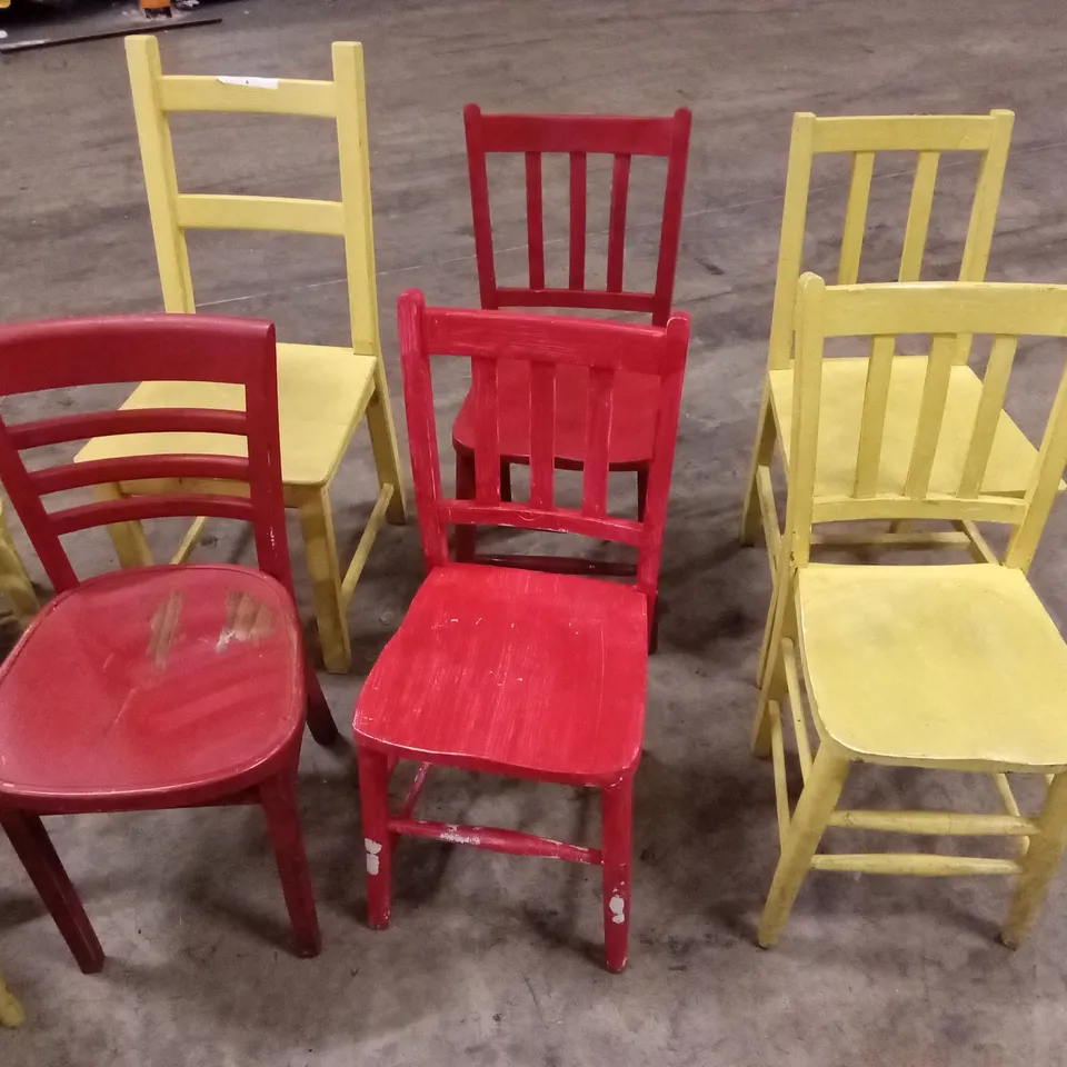 LARGE ASSORTMENT OF RESTERAUNT DINING CHAIRS AND ONE SIDE TABLE