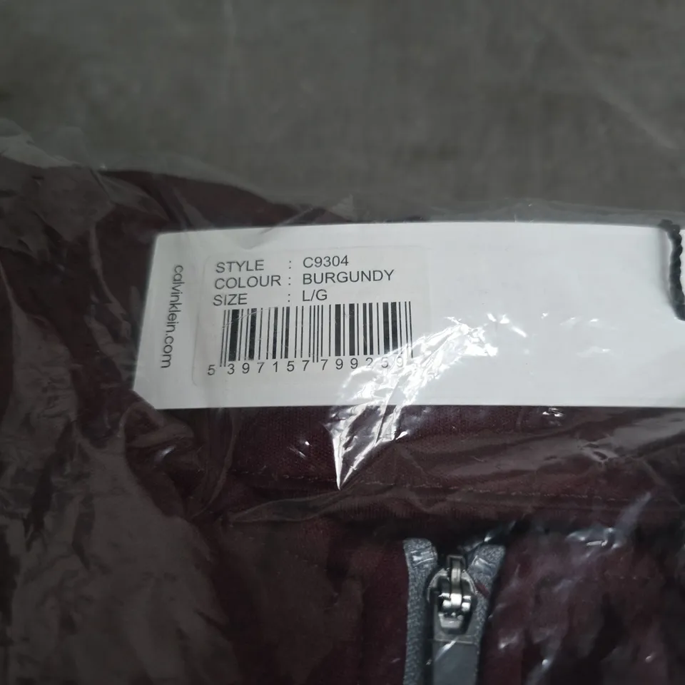 CALVIN KLEIN GOLD BURGUNDY LARGE ZIP UP TOP