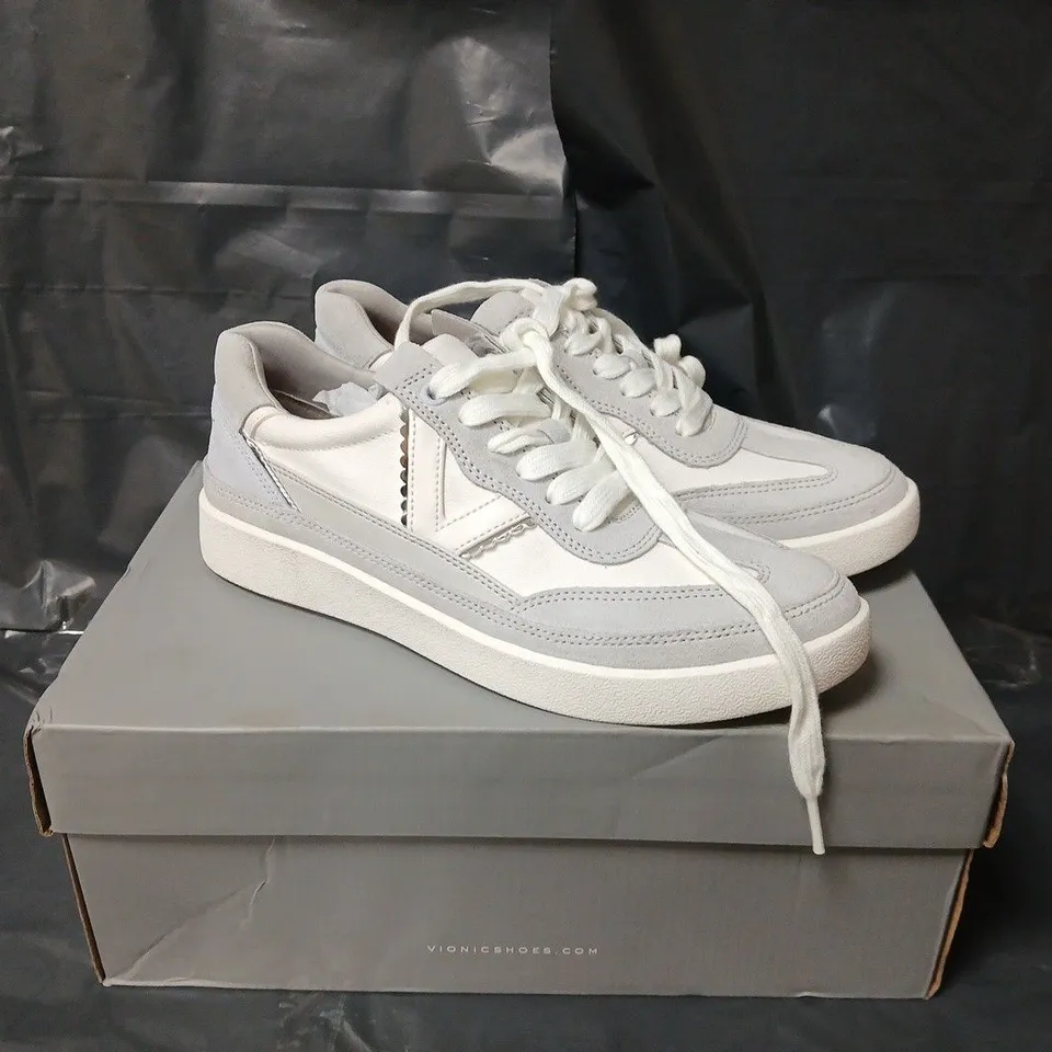 BOXED PAIR OF VIONIC MYLIE TRAINERS IN WHITE - SIZE 4.5