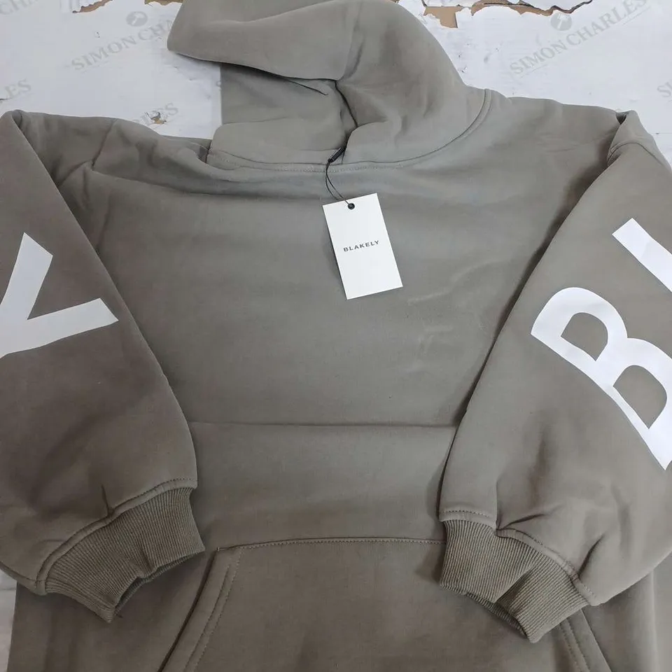 BLAKELY KHAKI LOGO HOODIE - LARGE