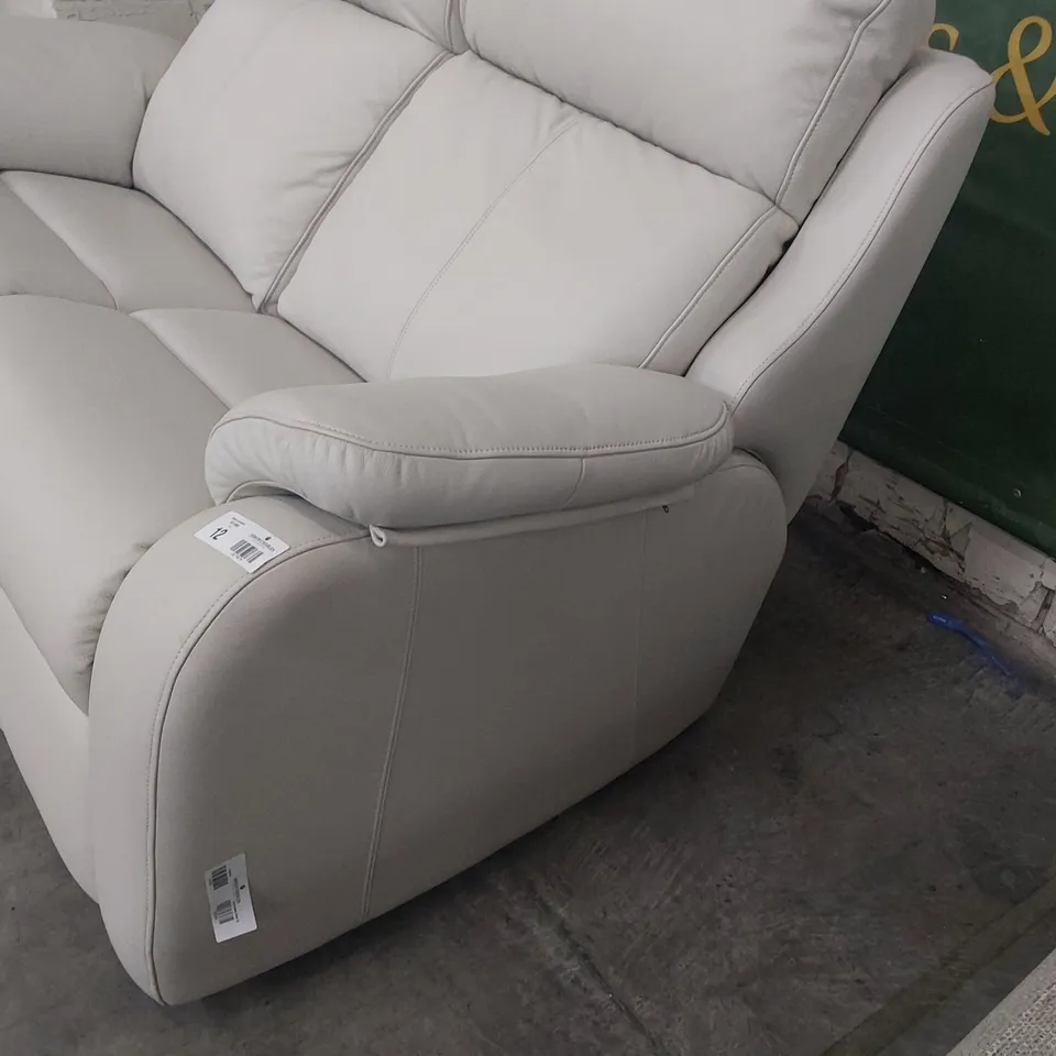 QUALITY BRITISH DESIGNER G PLAN KINGSBURY TWO SEATER SOFA CAPRI CHALK LEATHER