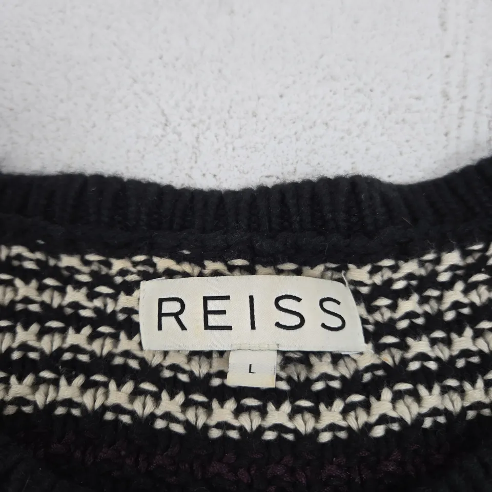 REISS KNIT JUMPER – BLACK & BURGUNDY STRIPE – UK SIZE L