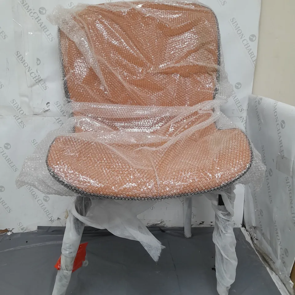 BURNT ORANGE FULL LEATHER WINGED CHAIR - COLLECTION ONLY 