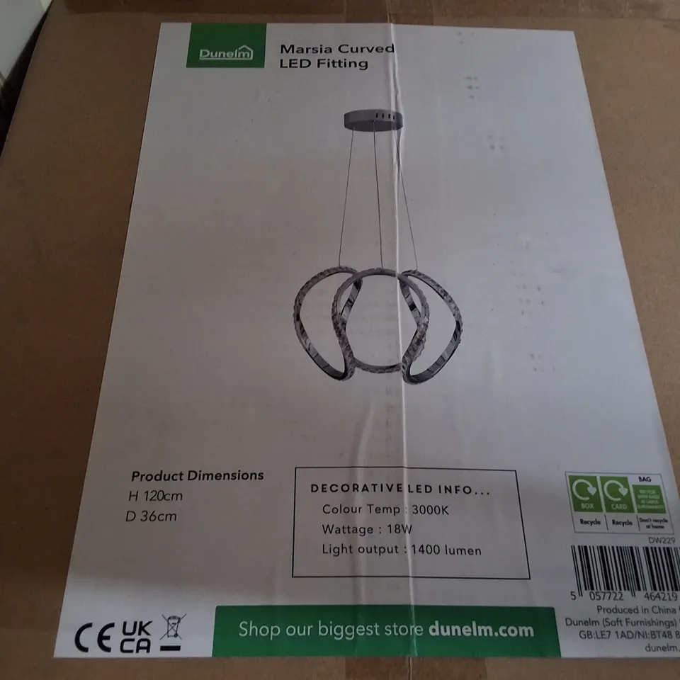Boxed Dunelm Marsia Curved LED Fitting – Pendant Light