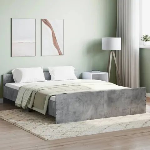 BOXED MARLOW HOME CO. BED FRAME WITH HEADBOARD AND FOOTBOARD CONCRETE GREY - SIZE UNSPECIFIED (2 BOXES)