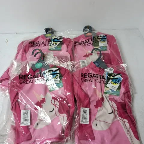 APPROXIMATELY 35 BRAND NEW REGATTA KIDS ANIMAL RASH SUITS IN UNICORN PINK IN VARIOUS SIZES