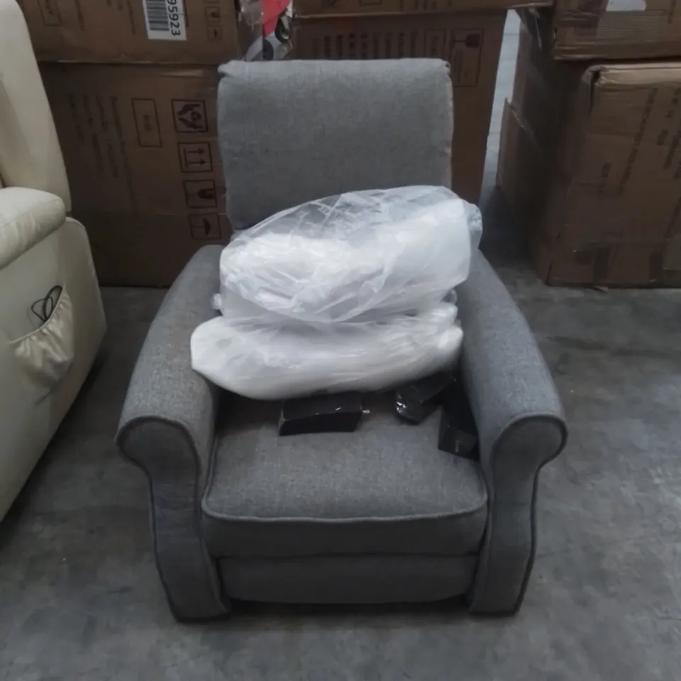 DESIGNER EASY CHAIR IN GREY FABRIC