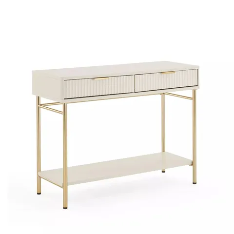 BOXED CORA CONSOLE TABLE - IVORY/BRASS (1 BOX)