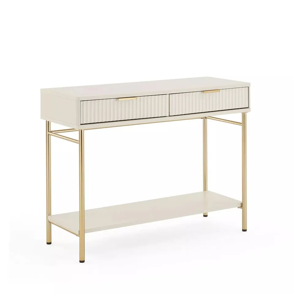 BOXED CORA CONSOLE TABLE - IVORY/BRASS (1 BOX)