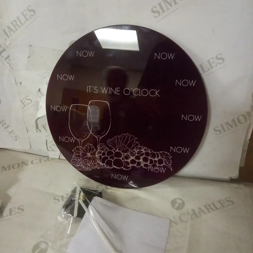 TREAT REPUBLIC WINE O'CLOCK GLASS CLOCK, PURPLE