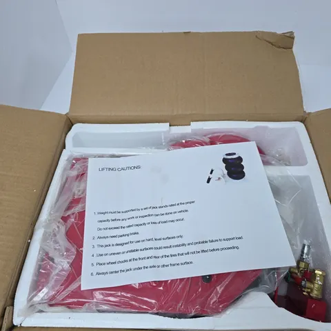 RED HYDRAULIC FLOOR JACK – BOXED WITH VALVE ASSEMBLY (CAR JACK)