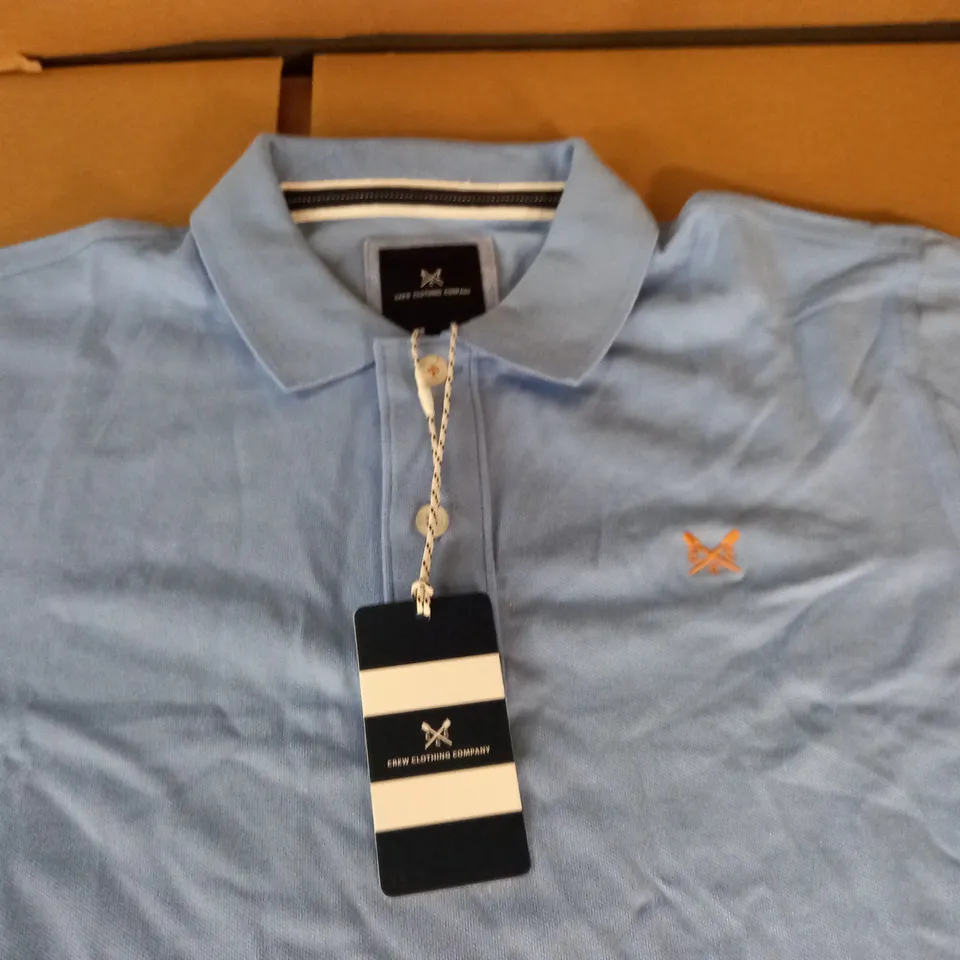 CREW CLOTHING BLUE POLO SHIRT - L