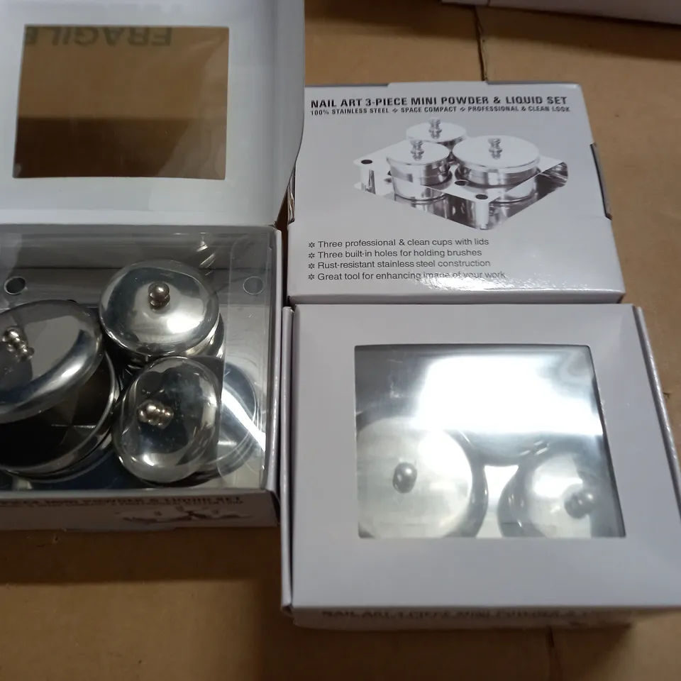 LOT OF 3 NAIL ART 3-PIECE MINI POWDER & LIQUID SET