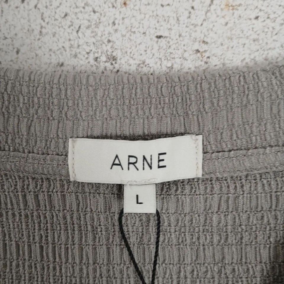 ARNE TO THE BEACH REVERE COLLAR SHIRT IN STONE – SIZE L