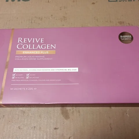 REVIVE COLLAGEN ENHANCED PLUS – PREMIUM MARINE COLLAGEN DRINK SUPPLEMENT, 14 SACHETS (22G EACH) – MADE IN BRITAIN