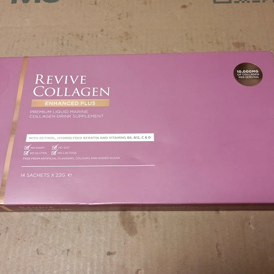REVIVE COLLAGEN ENHANCED PLUS – PREMIUM MARINE COLLAGEN DRINK SUPPLEMENT, 14 SACHETS (22G EACH) – MADE IN BRITAIN