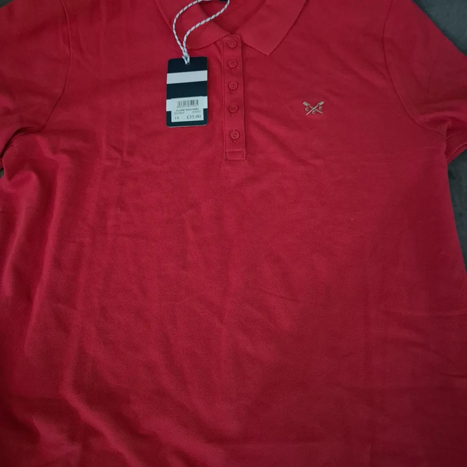 CREW CLOTHING COMPANY RED CLASSIC POLO SHIRT – UK 14