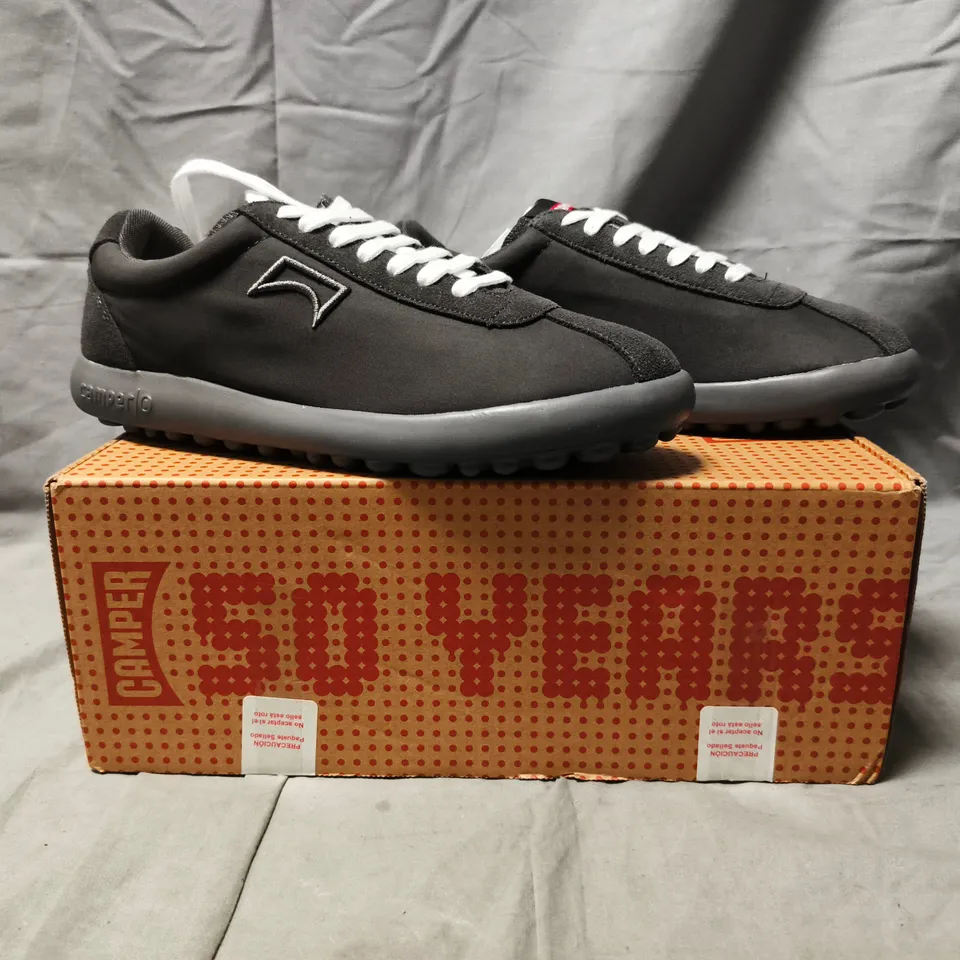 BOXED PAIR OF CAMPER SHOES IN DARK GREY SIZE EU 40