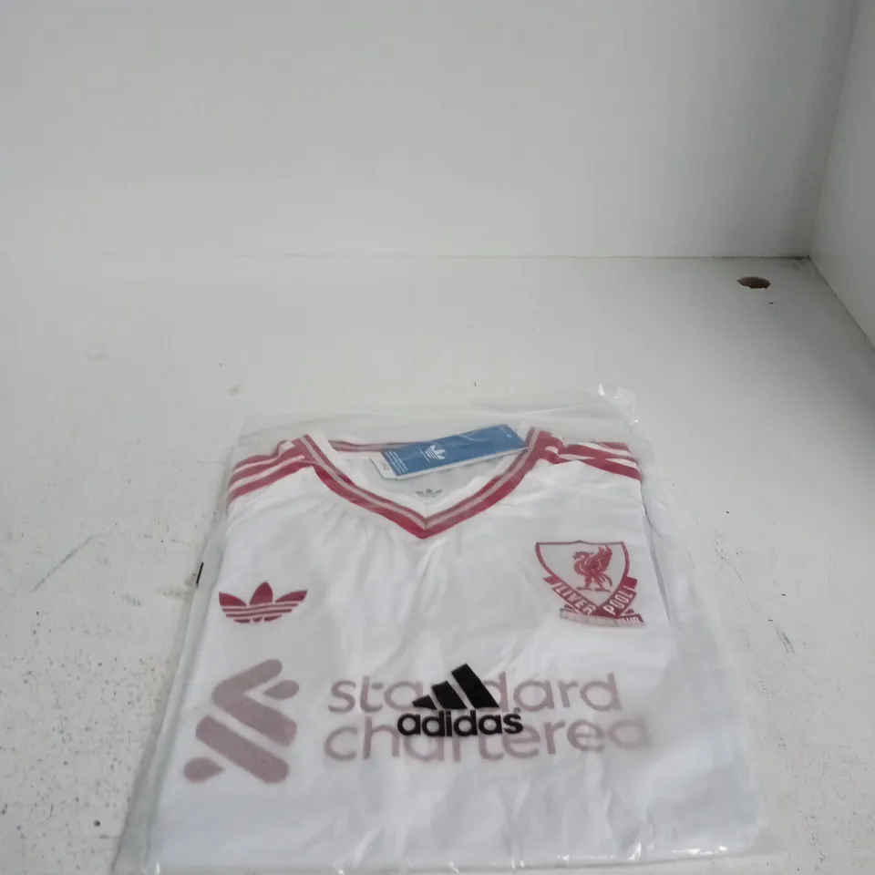 LIVERPOOL FC ADIDAS FOOTBALL JERSEY – WHITE AWAY KIT, UK M