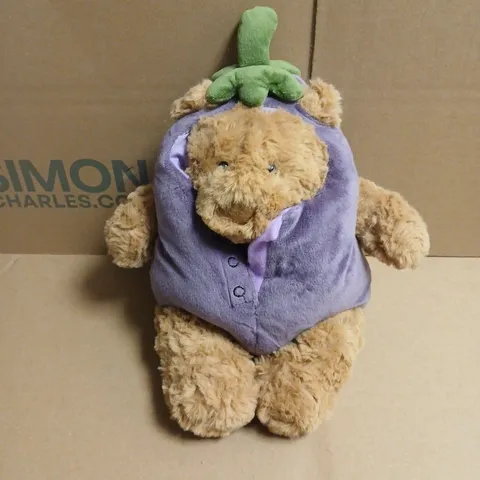 JELLYCAT BARTHOLOMEW BEAR AUBERGINE PLUSH TOY, IN BRANDED BAG