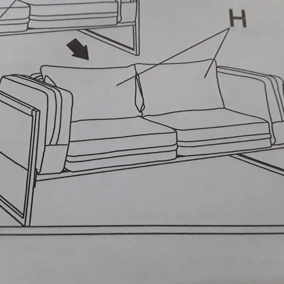 BOXED GREY FABRIC METAL FRAME SOFA (ONLY BOX 2 OF 2)