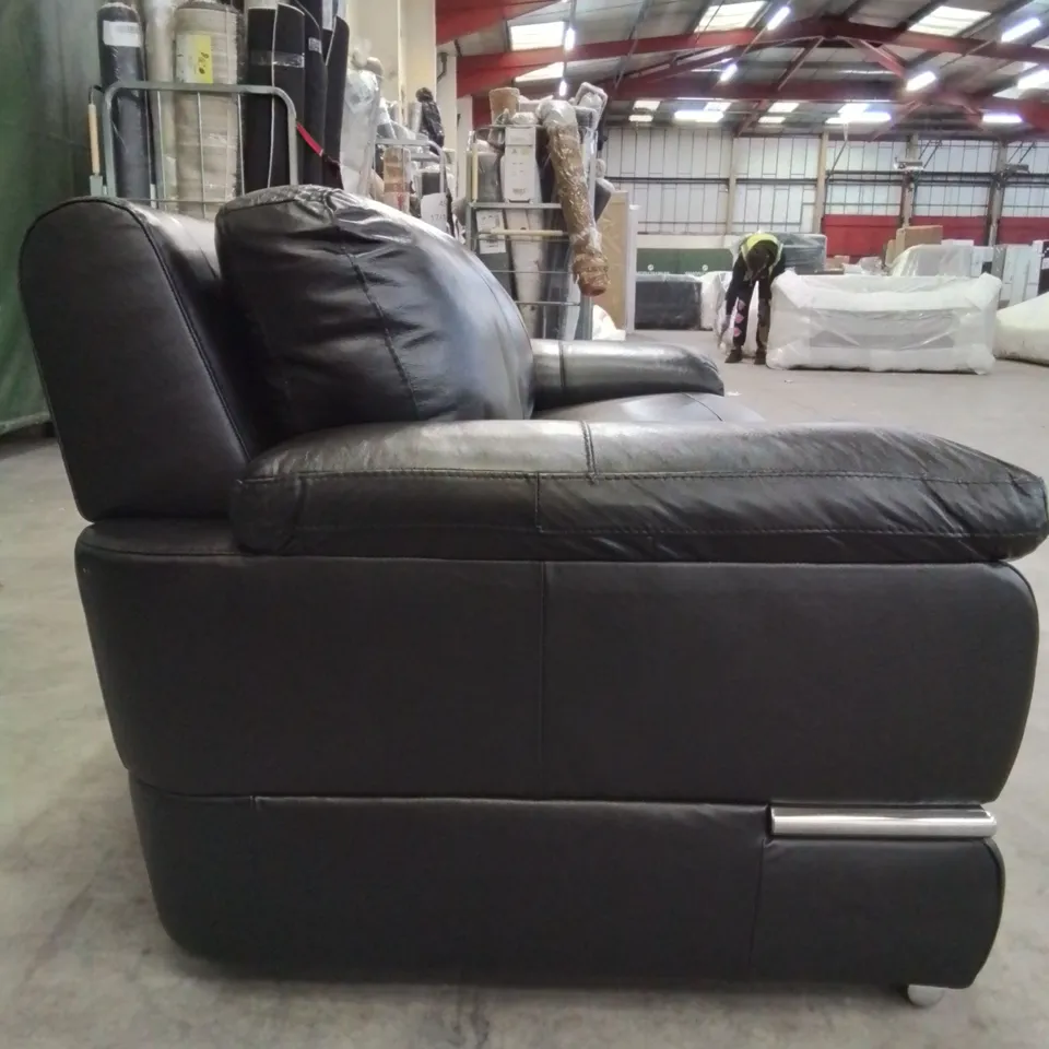 QUALITY DESIGNER PRIMO LEATHER BLACK 2 SEATER SOFABED 