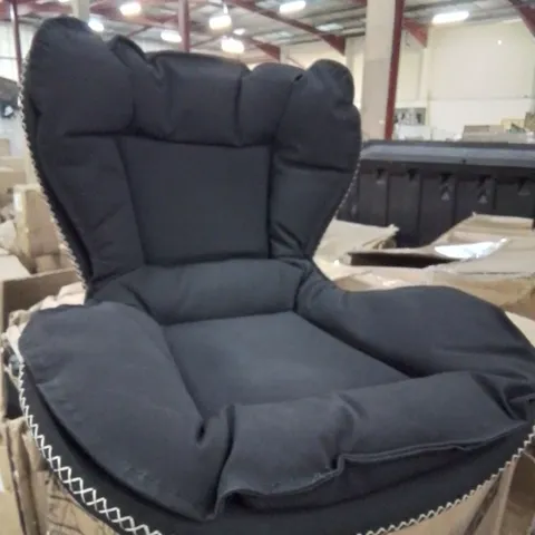 BOXED PAIR OF BLACK FAUX LEATHER UPHOLSTERED SIDE CHAIRS