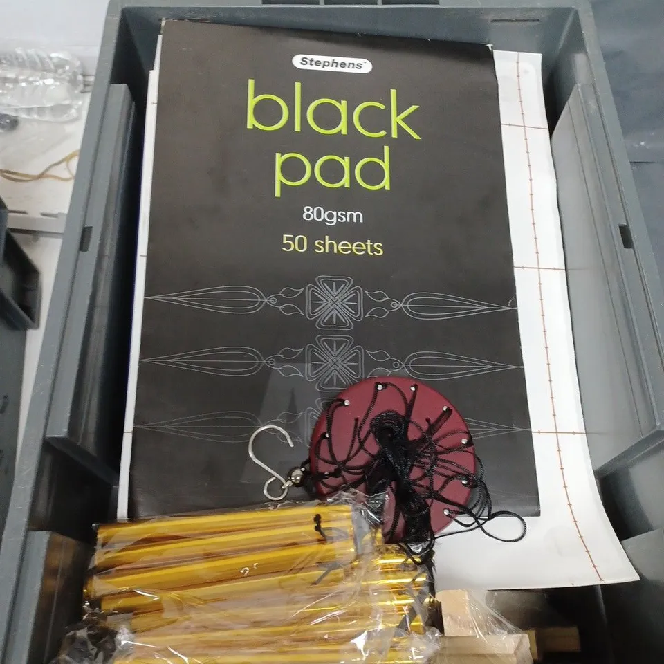 BOX OF APPROXIMATELY 20 ASSORTED HOUSEHOLD ITEMS TO INCLUDE TABLEWARE CUTLERY SET, INCENSE STICKS AND TABLET CASES